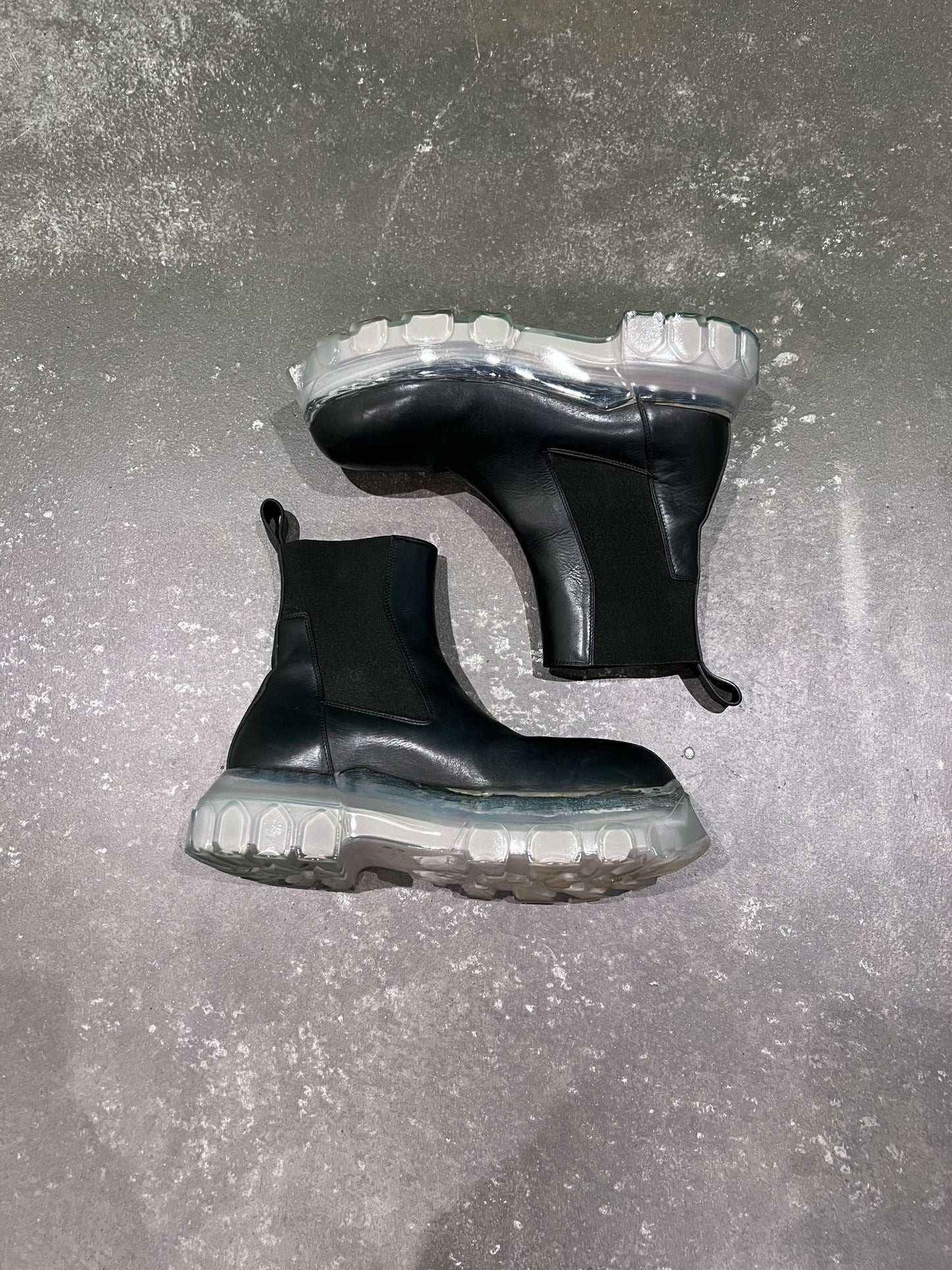 Rick Owens Bozo Tractor Beetle Boots Clear Sole